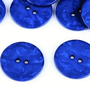 Kunststoff-Knopf Perlmutt Effekt royalblau 38,1 mm Ausverkauf